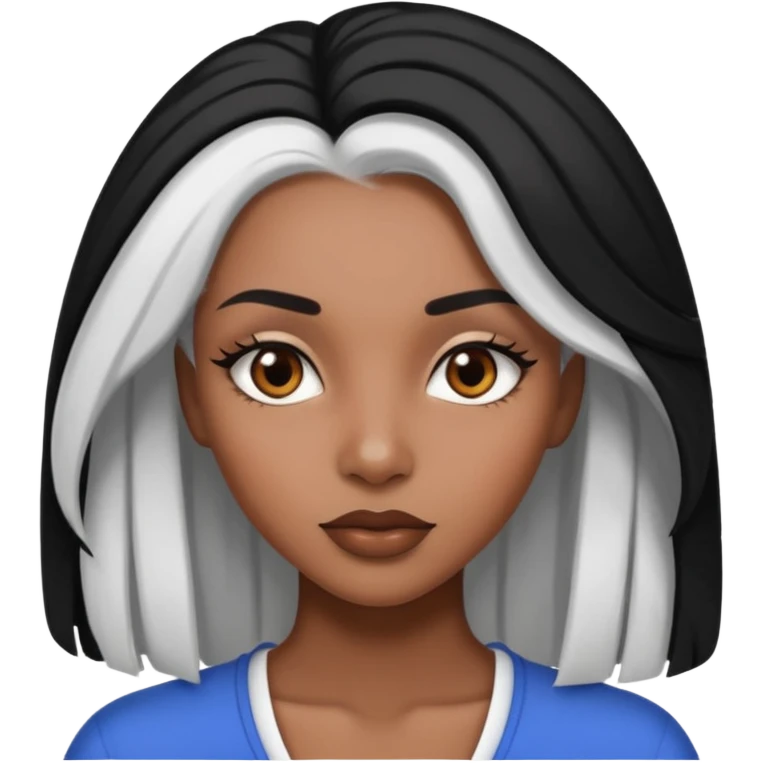 Beautiful black woman with split black and white hair emoji
