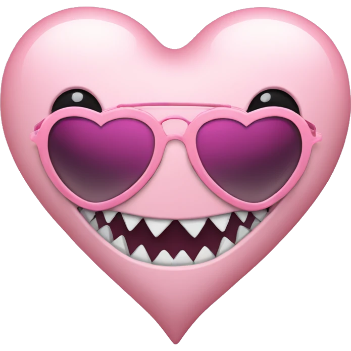 Light pink heart with shark teeth and sunglasses emoji