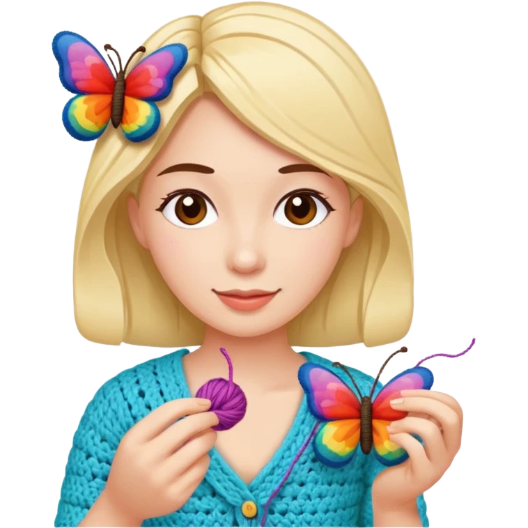 Người phụ nữ móc bướm emoji