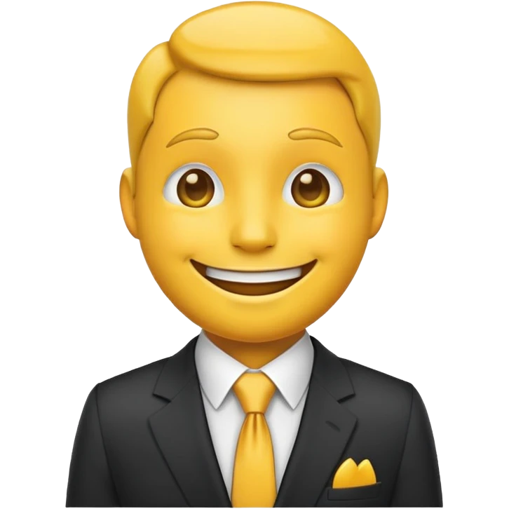 yellow face emoji wearing a suit and tie emoji