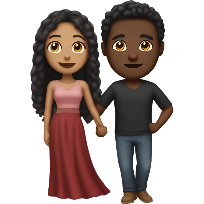 Lightskin man with a dark skin woman in love  emoji