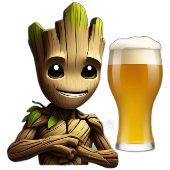 Groot avec une bière emoji