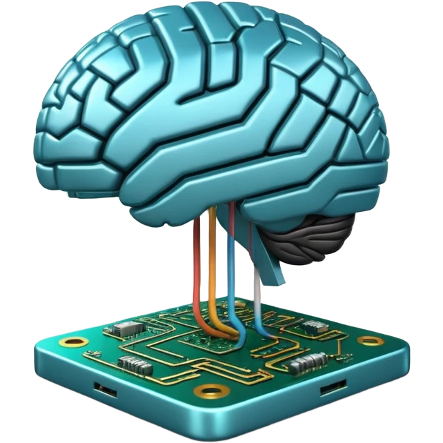 3D circuit board brain emoji