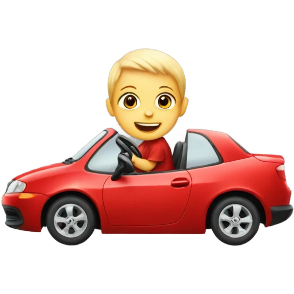 Baby driving red car emoji