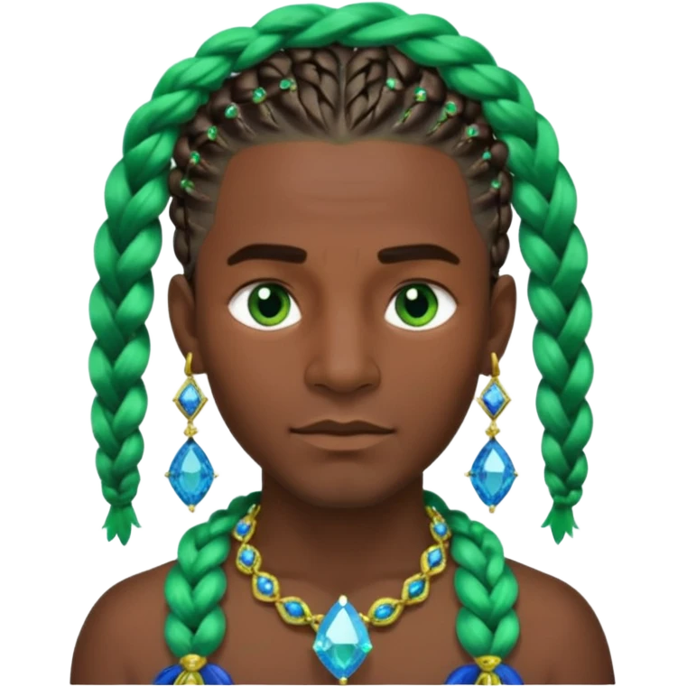 gem lover man with gem accessories excessive amount very big gem earrings green braided hair and blue diamonds  emoji