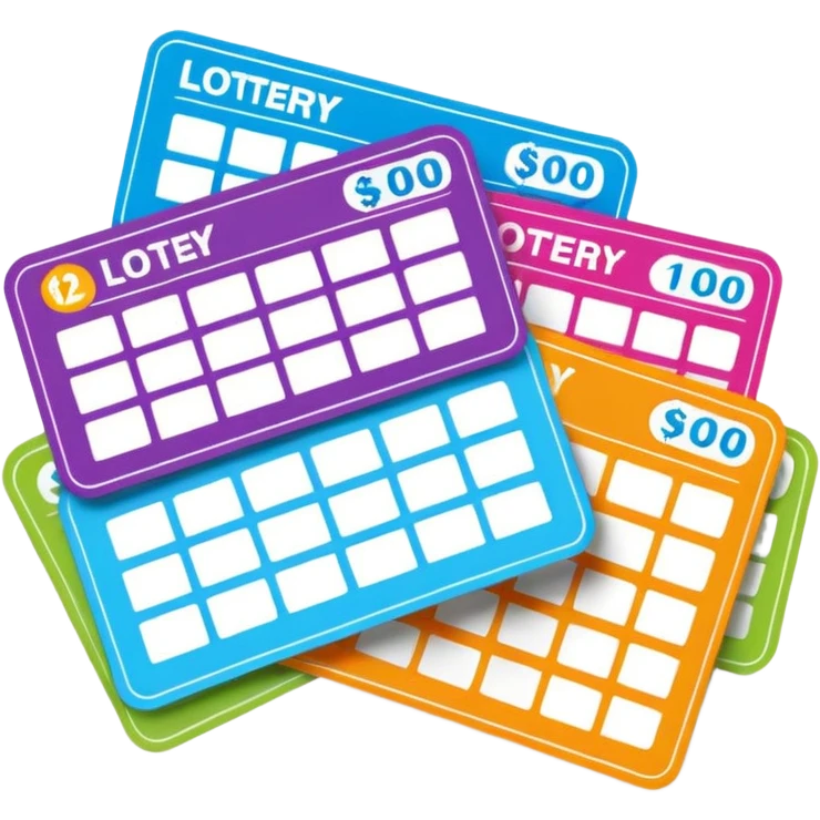 Create blank lottery coupons fanned out, clean and colorful, with different header colors and simple grid sections. No numbers, no text—just empty fields and a lottery-ticket layout. Bright, modern, and on a neutral background. with no lottery text not it at all emoji