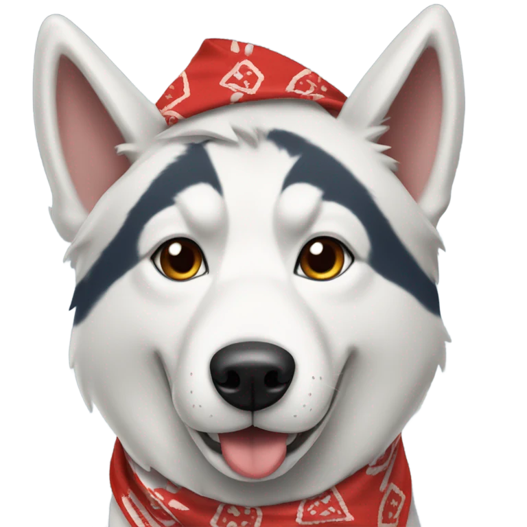 Husky dog wearing a red bandana emoji