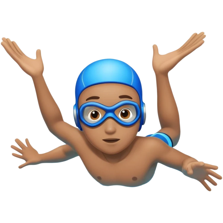 determined pool diver dives into a pool of confidence blue water underneath  emoji