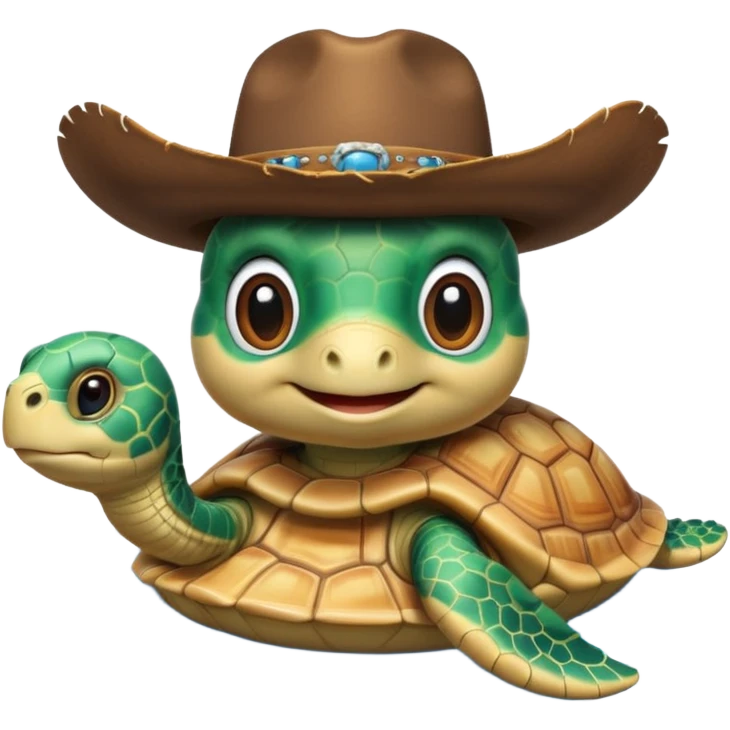 Cute blow up pool turtle with a cowboy hat emoji