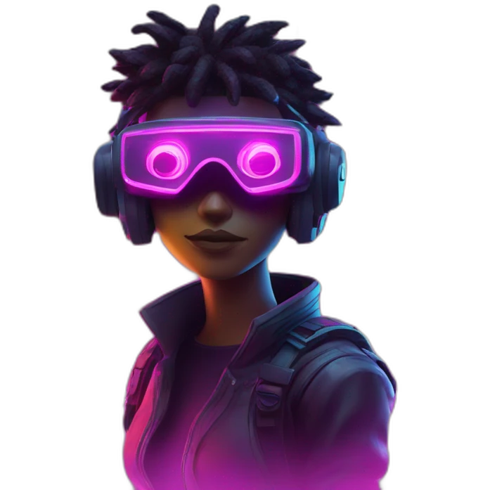 Password hero in a cyberpunk VR environment with neon lighting. emoji