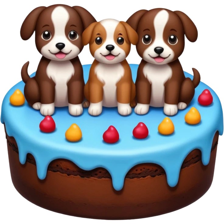 a chocolate cake with puppies drawn on it   emoji