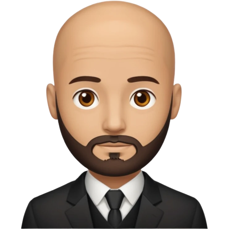 bald headed brown eyes groom with dark beard emoji