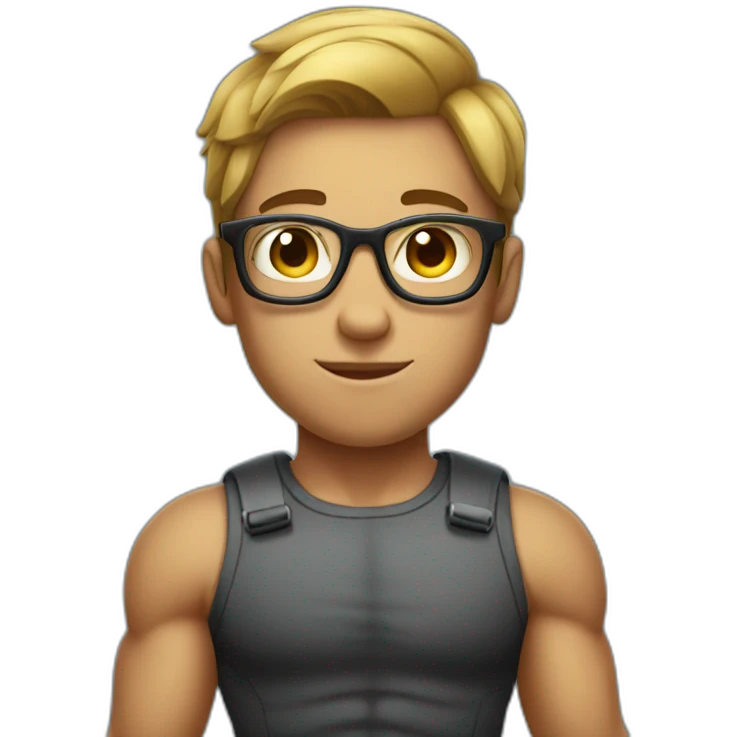 sleeveless boy with big bicep and wearing a glasses emoji