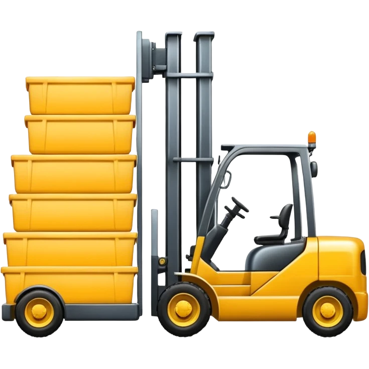 un muletto che scarica un camion usando cucchiaini  emoji