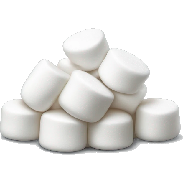 small pile of realistic white marshmallows isolated. emoji