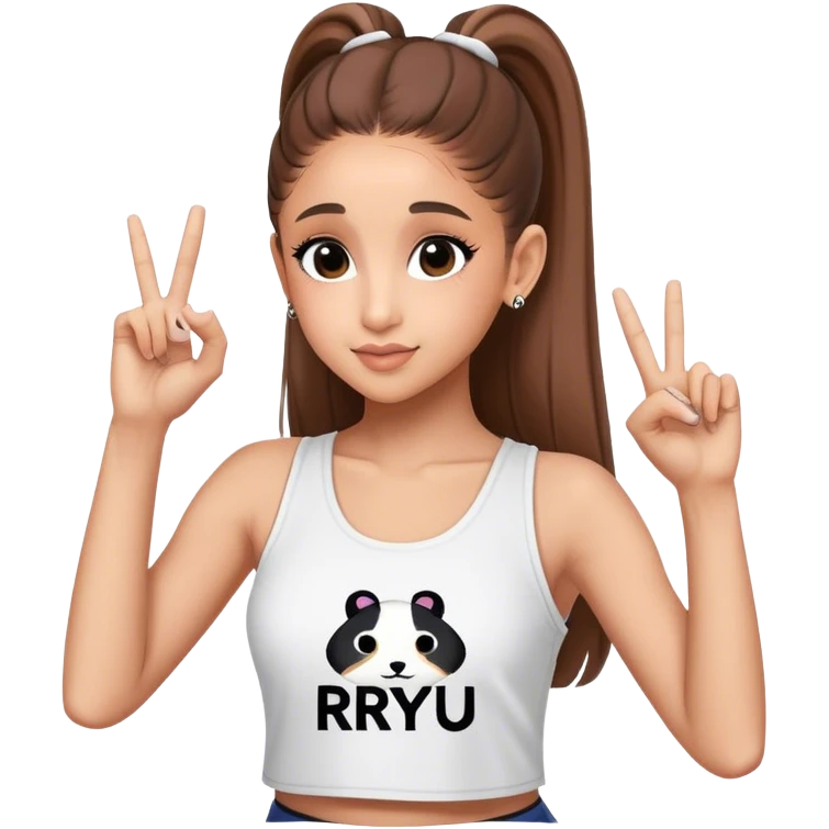 Ariana grande with ok doing sign and "ryu" written on toptank emoji
