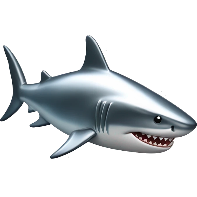 A fully chromed figurine of a shark in japaneese style. emoji