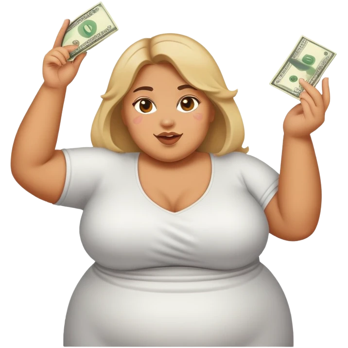 Fat girl throwing money emoji
