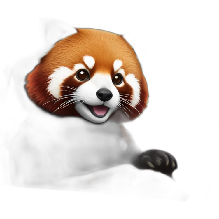 Red panda sitting in driver’s seat of a black Aston Martin emoji