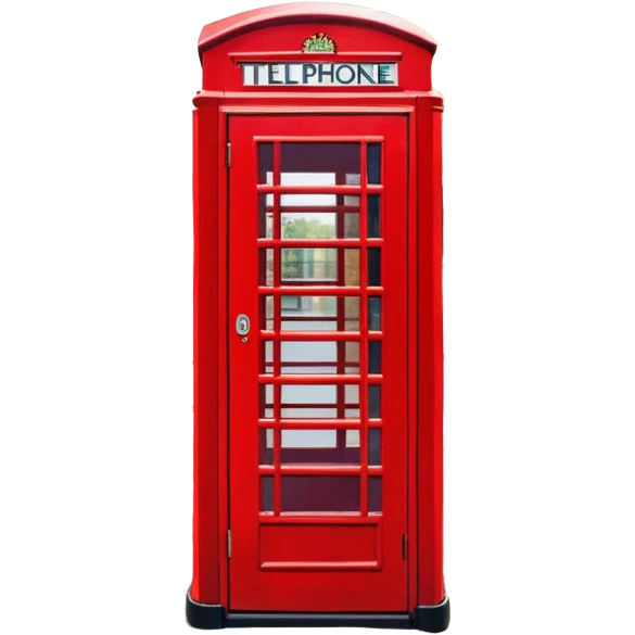 Cinematic Realistic depiction of an iconic red telephone box, rendered in vivid, saturated colors with detailed textures and reflective surfaces, set on a classic English street under soft, diffused daylight emoji