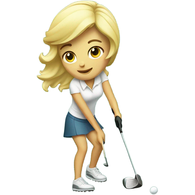 Blond girl swinging golf club emoji