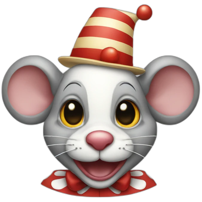 Mouse dressed up as a clown emoji