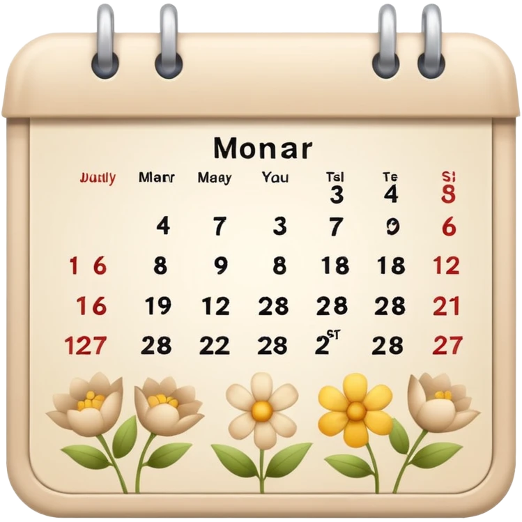 Calendar and flowers beige emoji