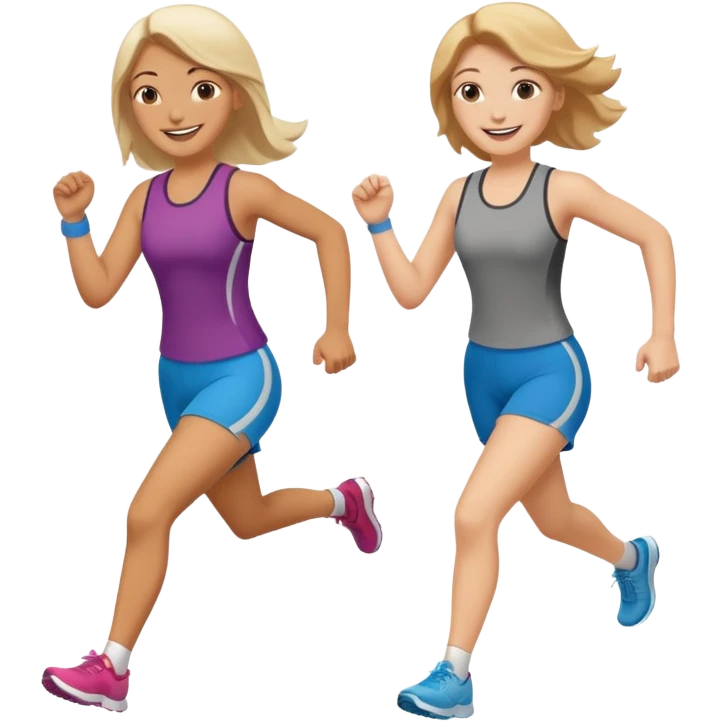 2 white women running holding hands emoji