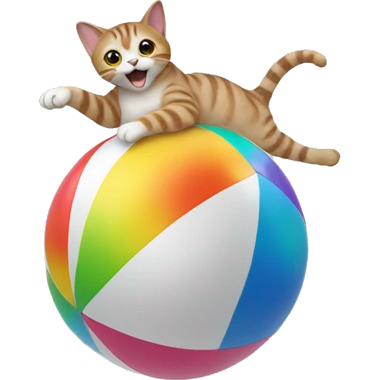 cat dancing on top of a beach ball emoji