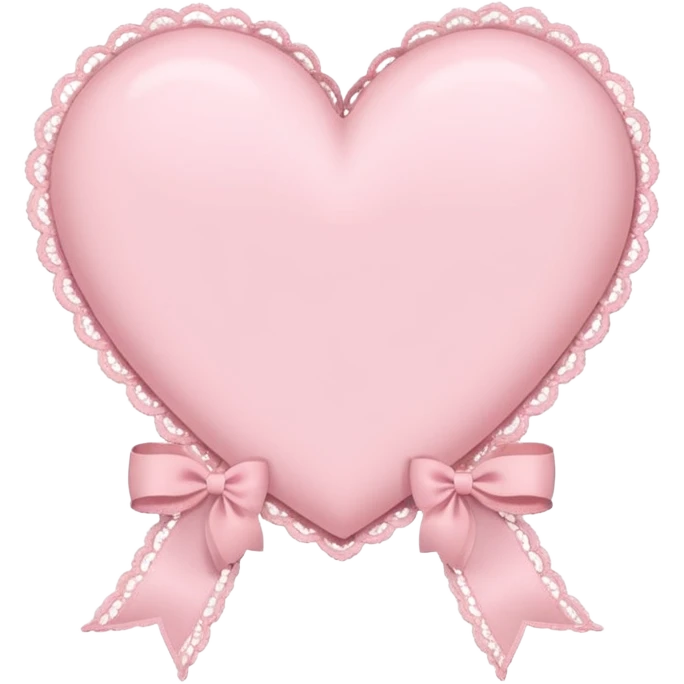cute baby pink colored heart with lace trimming and with a lace ribbon in the front, on the top left, tilted a bit emoji