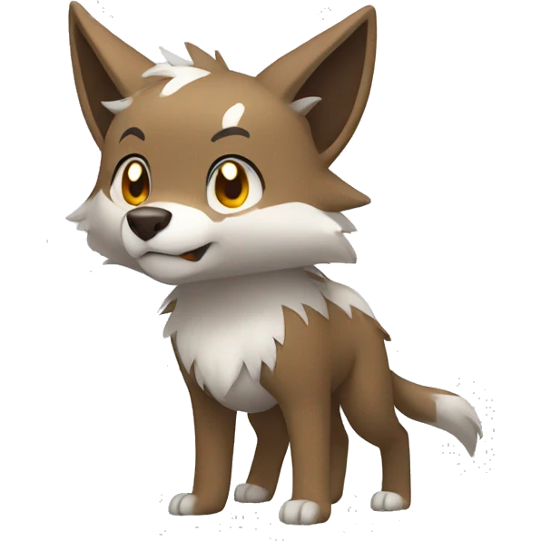 Brown and White Wolf Pokémon Full Body emoji
