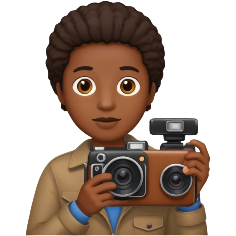 Make a blackest person hold a camera emoji