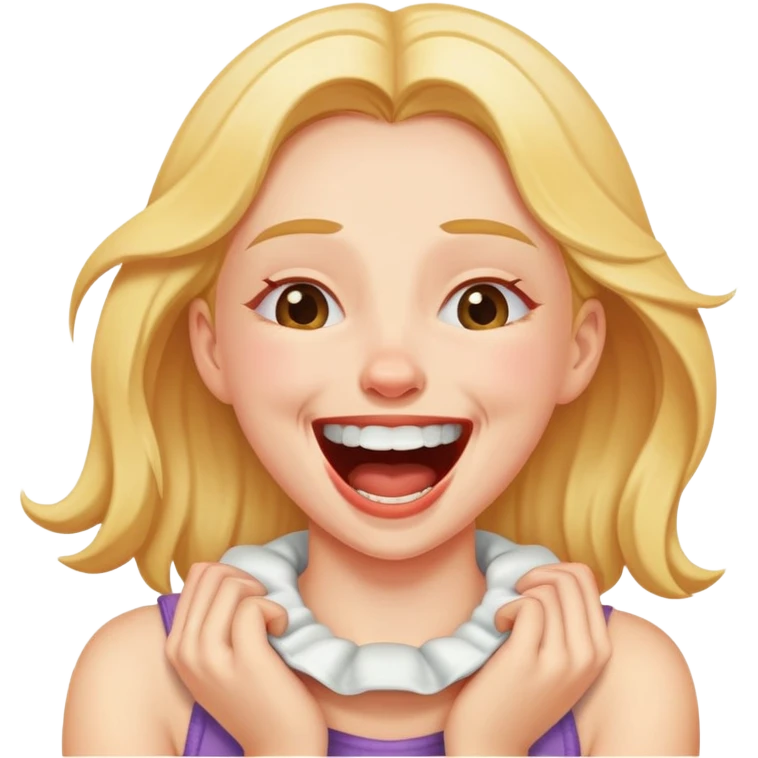 Girl chocking herself laughing  emoji
