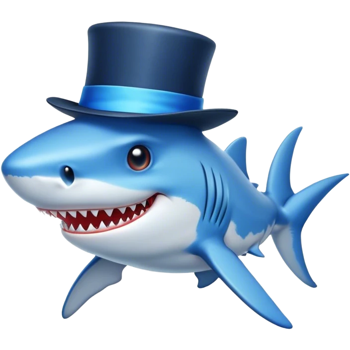 Shark with a top hat emoji