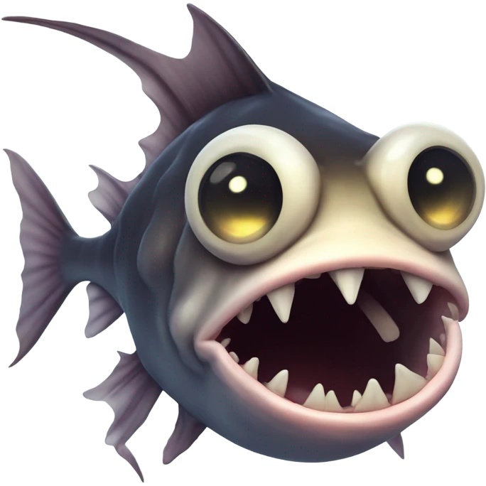 Anglerfish with glowing lure, sharp teeth, and big eyes. emoji