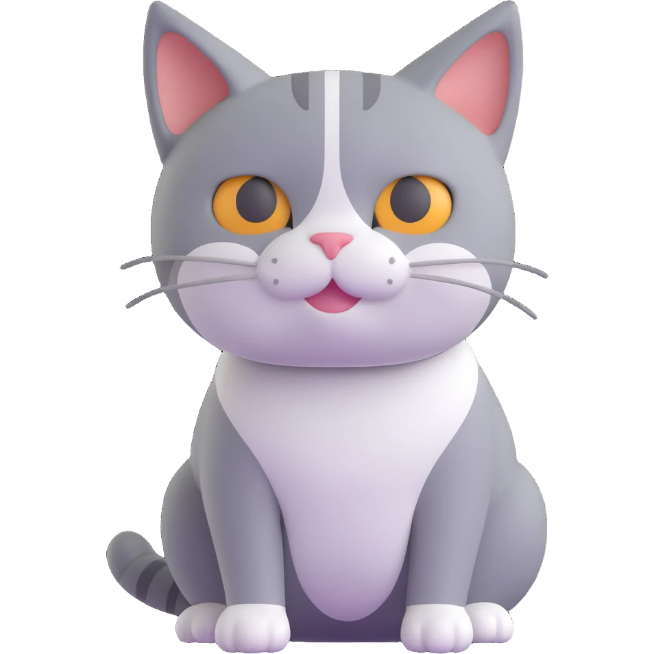 a simple and clear design of a cat with a white nose and underbelly, gray on the rest of the body emoji