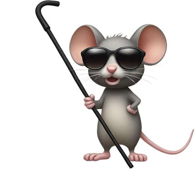 mouse with sunglasses and walking stick emoji