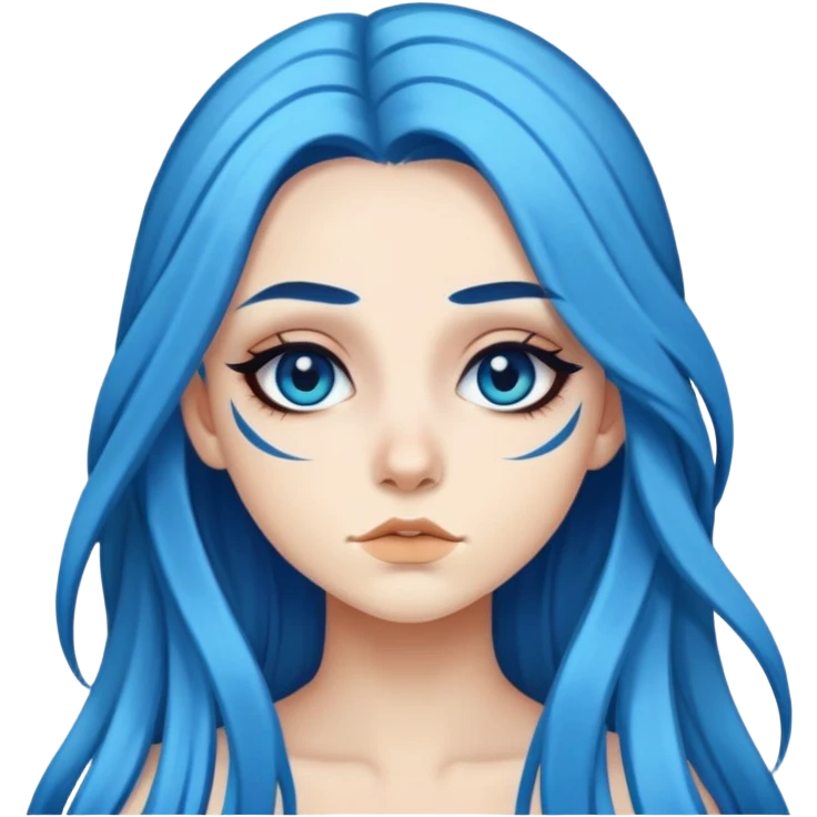 pretty long and blue hair baddie with eyeliner  emoji