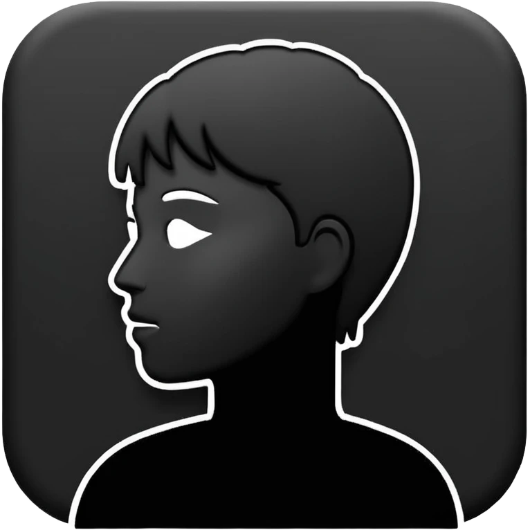 Minimalistic flat vector icon, iOS style, thin black outline on white background. Person silhouette. Black, completely monochrome, matte.  emoji