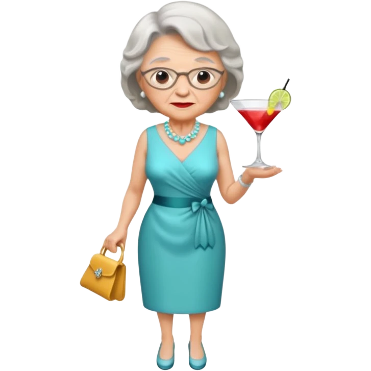 Grandma wearing a cocktail dress emoji