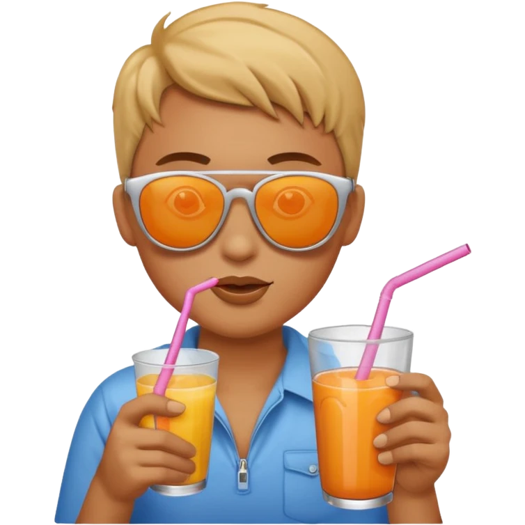 Sun is wearing sunglasses and drinking juice with stra emoji