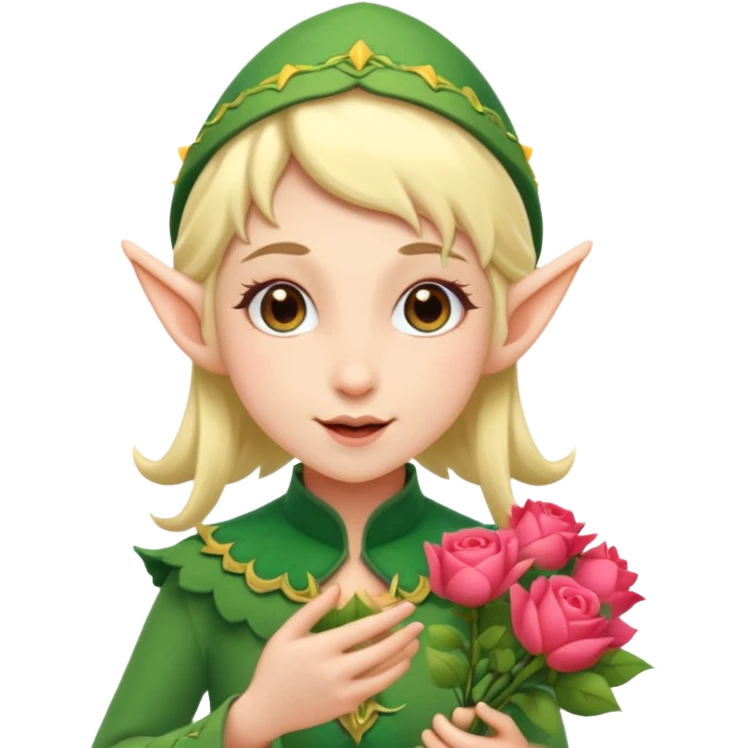 un elfe qui offre des fleurs emoji