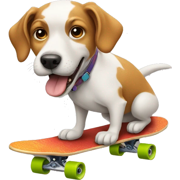 A dog riding a skateboard emoji
