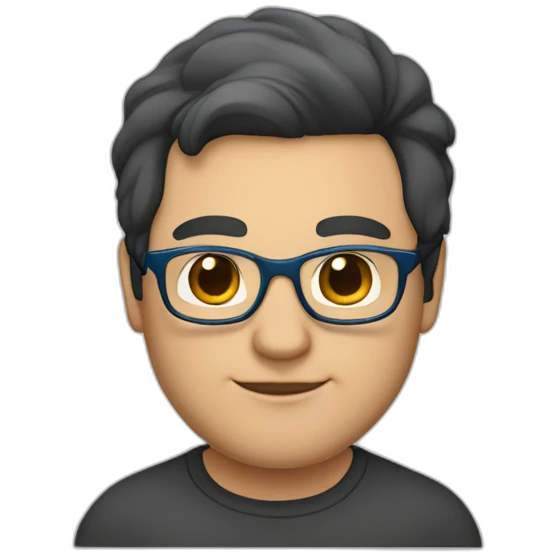 white-40-year-old-fat-man-with-long-black-hair,-brown-eyes,-blue-glasses,-no-beard. emoji