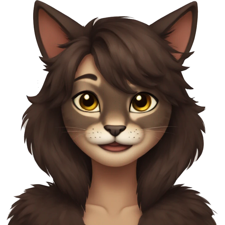 Anthro Shy Cute Cool Edgy Pretty Dark Brown Furry Feline Animal Anthro Sona emoji