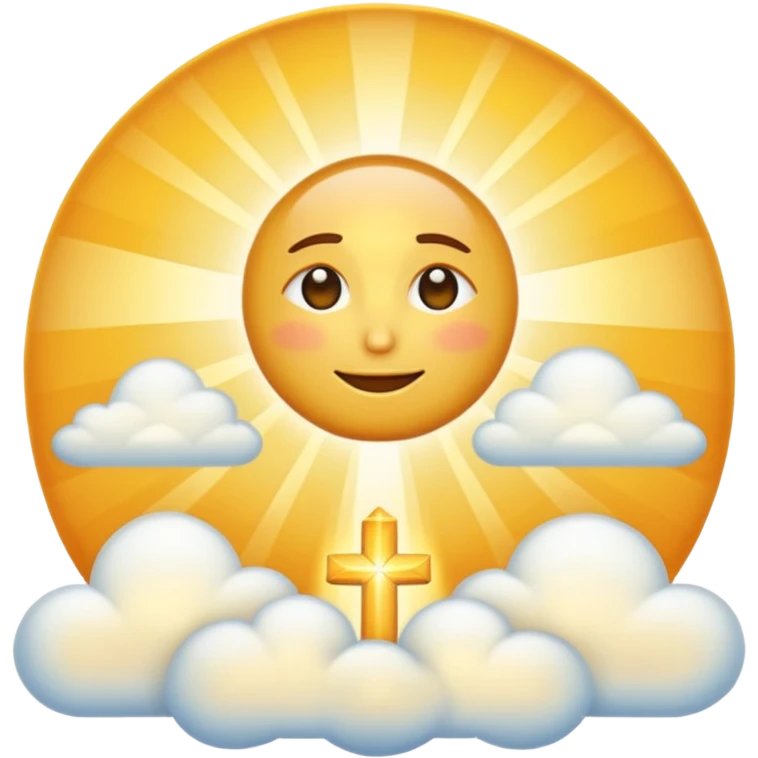 "Create a warm emoji representing morning christian spiritual awakening. Golden sunrise rays, soft light beams, peaceful clouds, or spiritual symbols like crosses, crescents, or light. No human figures - focus on light, warmth, and divine energy." emoji