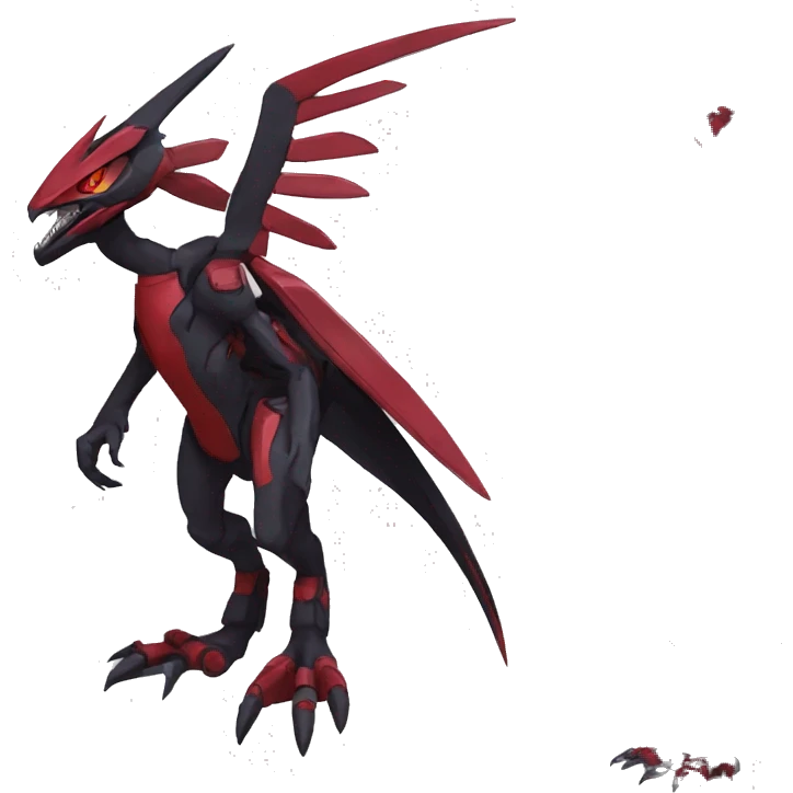  Cool Edgy Futuristic Black Red Digimon-Fakemon-Raptor-Genesect-Reptile full body emoji