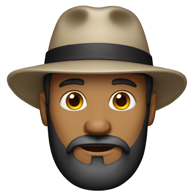 Tan white man with a beard and a backwards black hat emoji