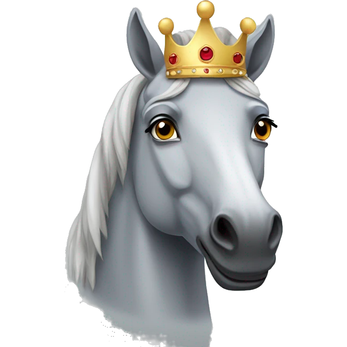 grey horse wearing crown  emoji