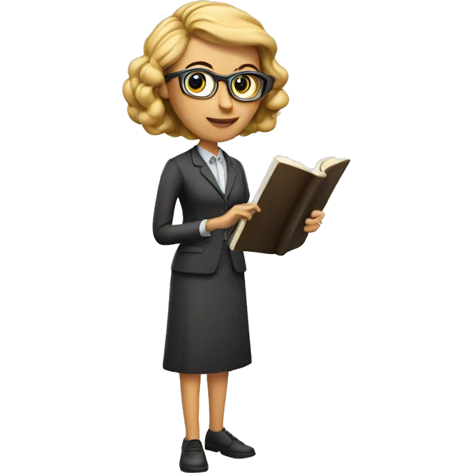 Teacher woman with a book and a pointer  emoji